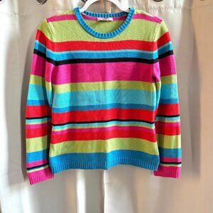 Vtg Casual Corner Womens Medium Sweater Retro 80s 90s Y2K Striped Colorful 19041